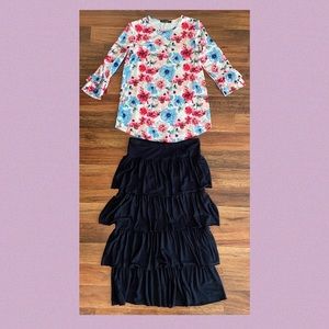 Girls Nuggles top and ruffle maxi skirt